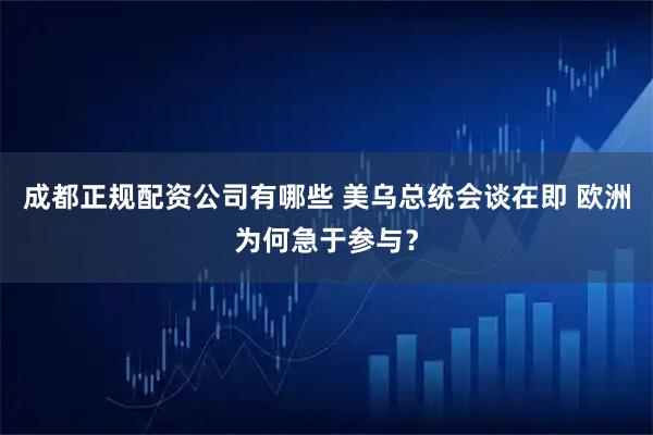 成都正规配资公司有哪些 美乌总统会谈在即 欧洲为何急于参与？